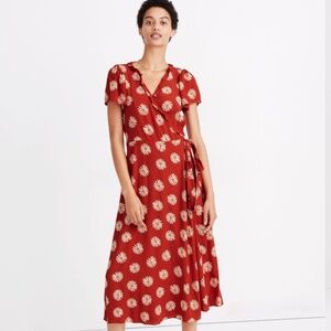 MADEWELL Ruffle-Edge Wrap Midi Dress in Daisy Daydream - XS